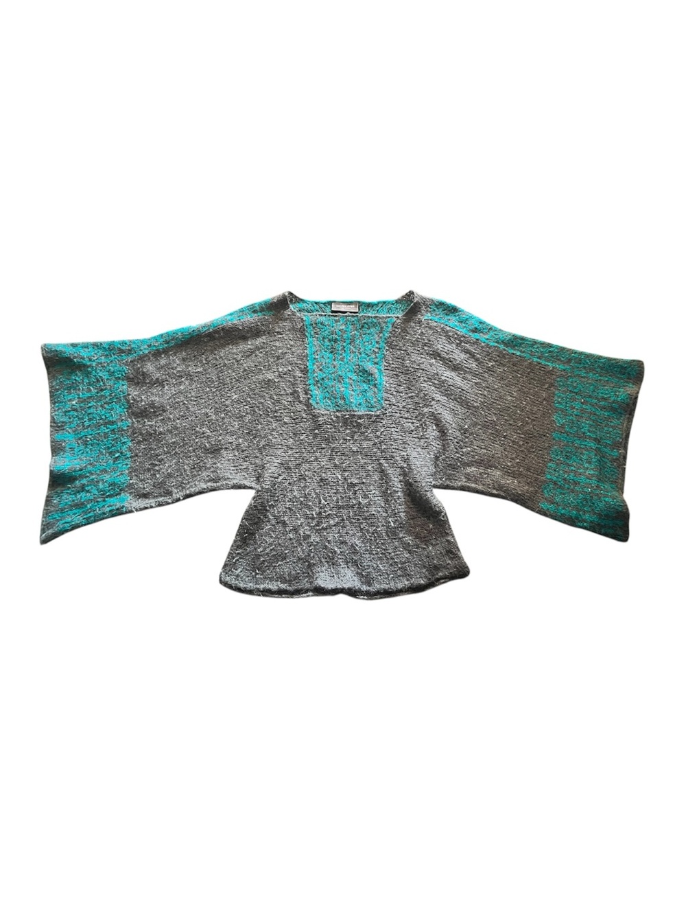 Wooden Ships Teal and Gray Knit Sweater Top